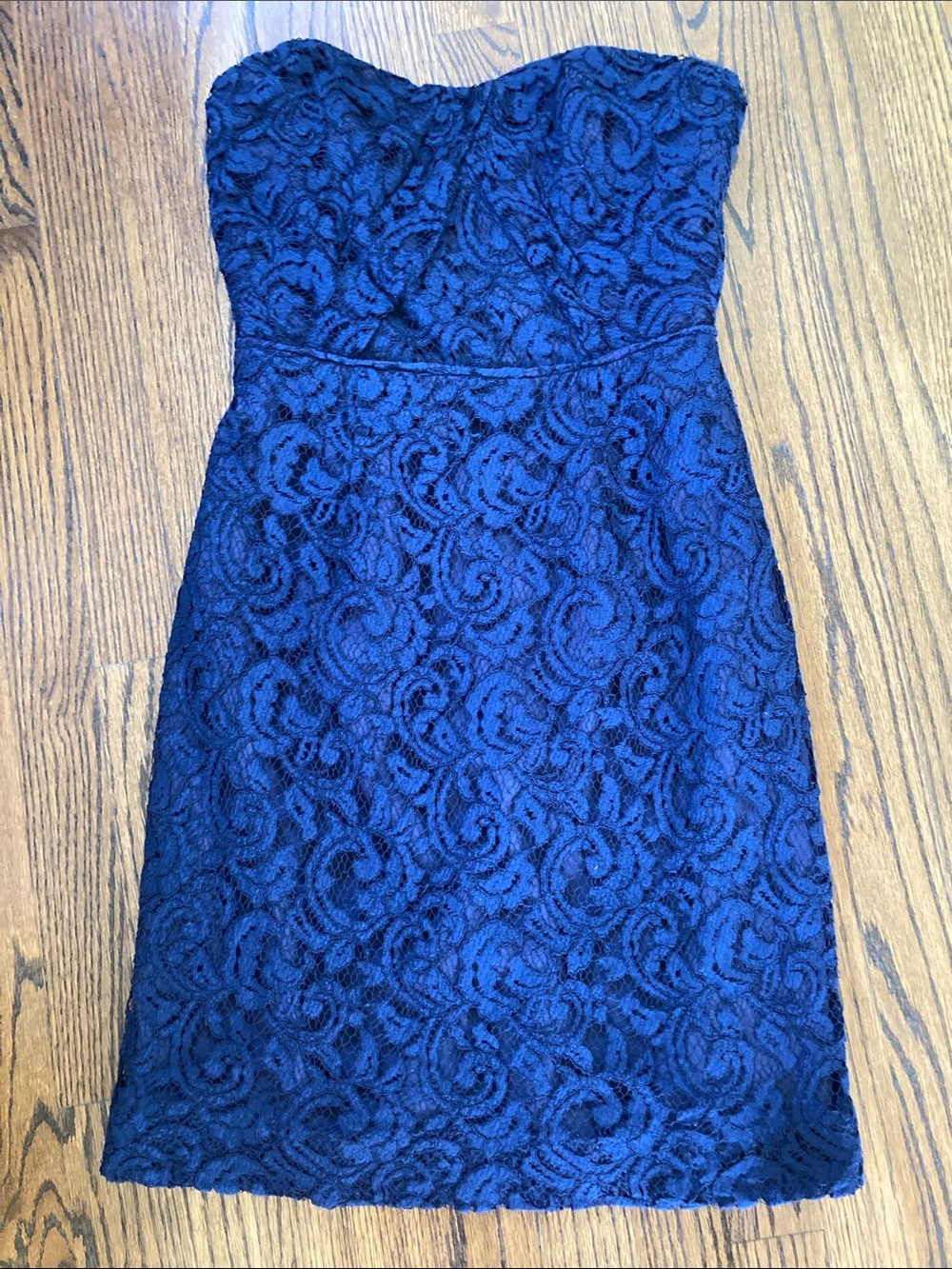 Strapless Lace Dress, Navy